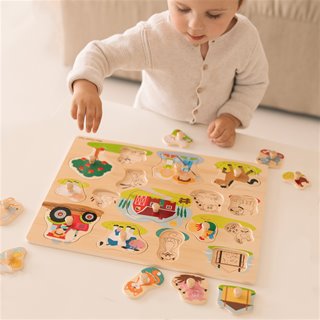 Peg puzzle - 16 pieces - farm